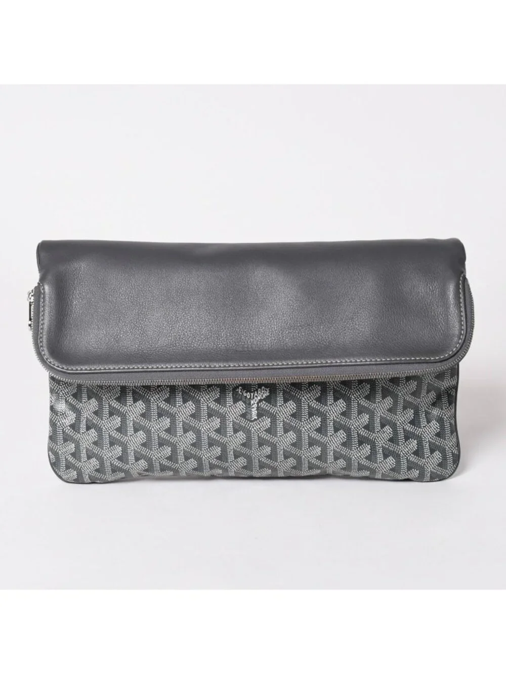 Goyard Folding Clutch Saint Marie MM Herringbone Pattern Gray
